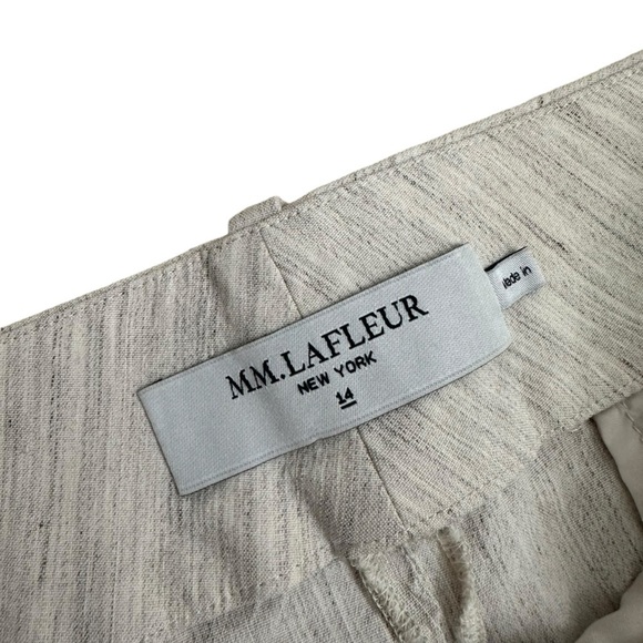 M.M. Lafleur Pants Linen Cropped Straight Beige Cream Casual Summer Size 14 - Picture 3 of 4